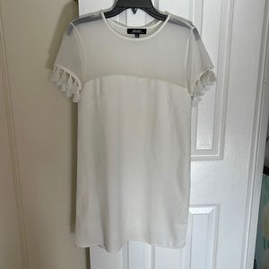 Fringe Sleeved White Shift Dress